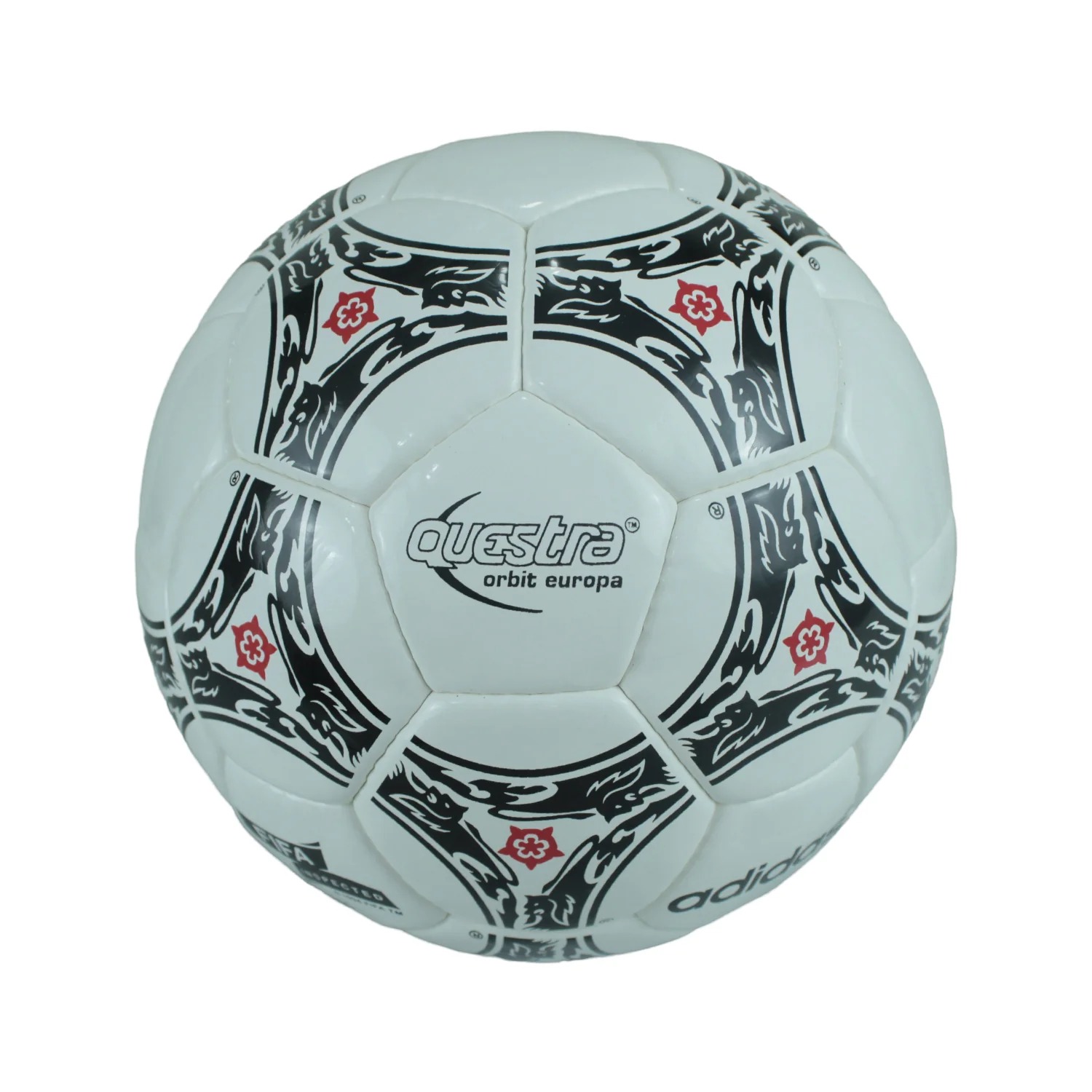 Adidas Questra Orbit Europa UEFA Euro Championship 1996 White/Black/Red Soccer Match Ball Size 5