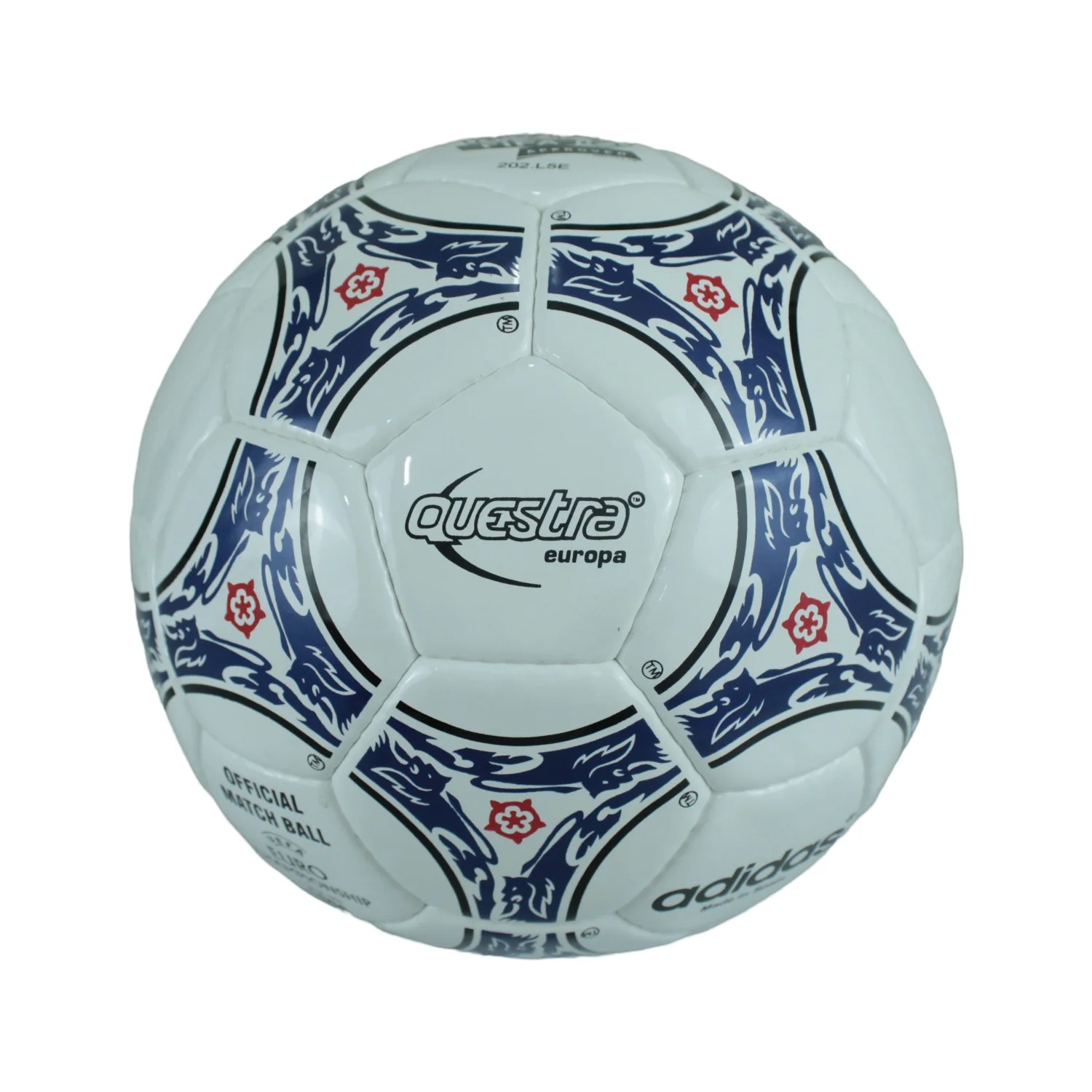 Adidas Questra Orbit Europa UEFA Euro Championship 1995/1996 White/Blue/Red Soccer Match Ball Size 5