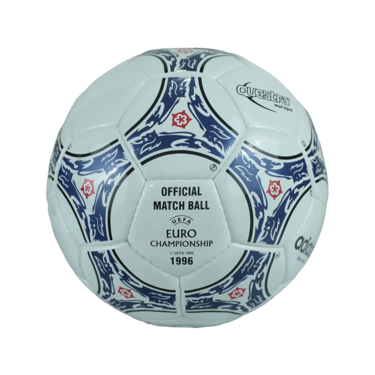 Adidas Questra Orbit Europa UEFA Euro Championship 1995/1996 White/Blue/Red Soccer Match Ball Size 5 - Image 2